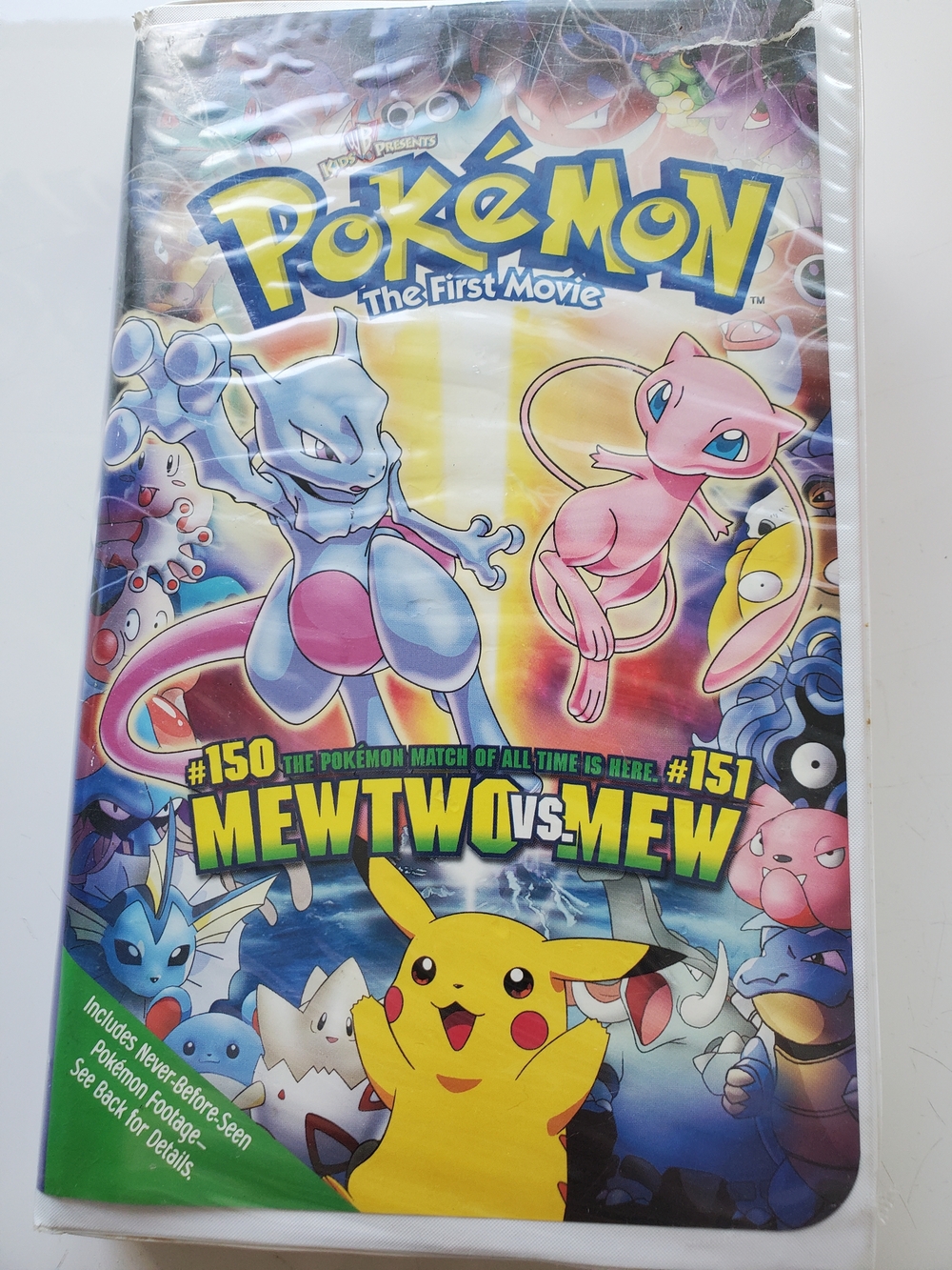 Pokémon: The First Movie — Mewtwo vs. Mew VHS Cover (Yellow, Pink, Blue)